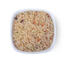 rice in bowl, isolated on white
