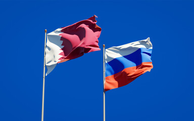 Beautiful national state flags of Qatar and Russia.