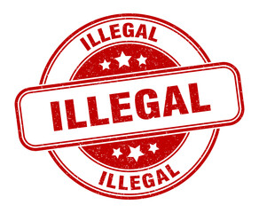 illegal stamp. illegal label. round grunge sign