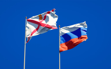 Beautiful national state flags of Jersey and Russia.