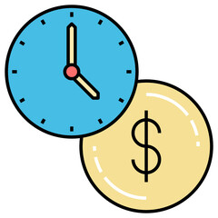 Time and Money Relation Concept Vector Icon Design, Financier and investors Symbol on White Background, Business Capitalism and Finance Sign, 