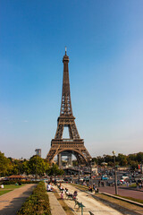 Fototapeta na wymiar Eiffel Tower - a metal tower in the center of Paris
