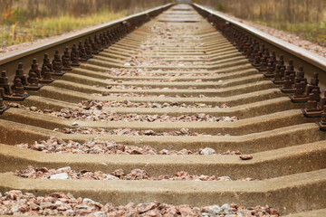  Autumn background - the railway tracks recede over the horizon.