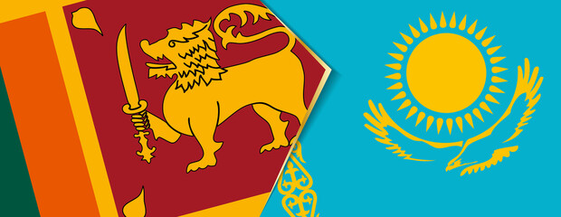 Sri Lanka and Kazakhstan flags, two vector flags.