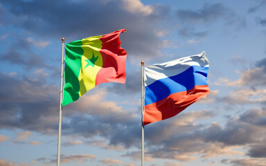Beautiful national state flags of Senegal and Russia.