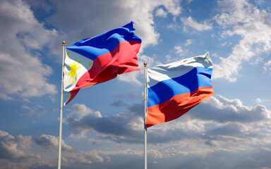 Beautiful national state flags of Philippines and Russia.