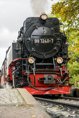 Fototapeta na wymiar The Brockenbahn locomotive of the Harz mountain national park