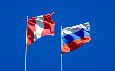 Beautiful national state flags of Peru and Russia.