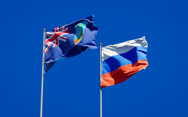 Beautiful national state flags of Montserrat and Russia.