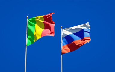 Beautiful national state flags of Mali and Russia.