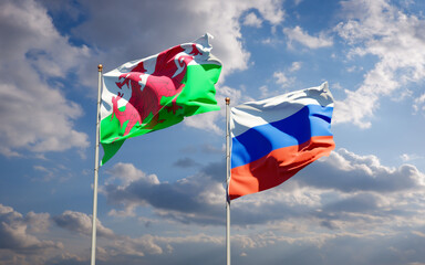 Beautiful national state flags of Wales and Russia.
