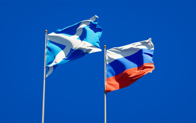 Beautiful national state flags of Scotland and Russia.