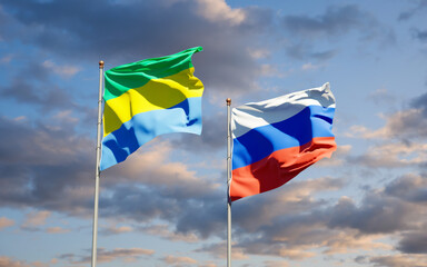 Beautiful national state flags of Gabon and Russia.