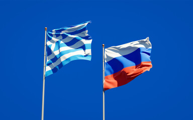 Beautiful national state flags of Greece and Russia.