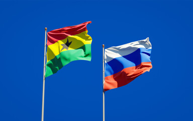 Beautiful national state flags of Ghana and Russia.