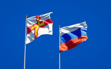 Beautiful national state flags of Guernsey and Russia.