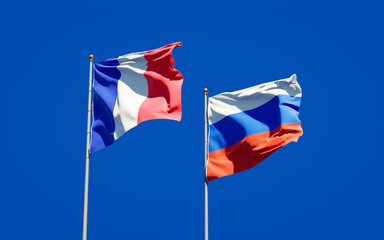 Beautiful national state flags of France and Russia.