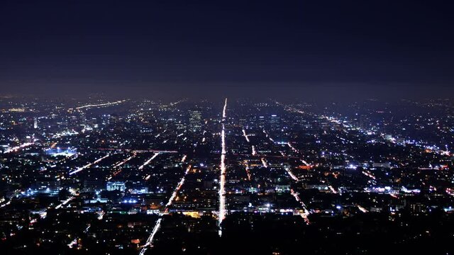 Los Angeles City Grids Time Lapse Zoom Out