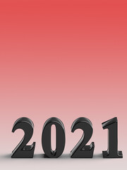 Number 2021 of new year on red background