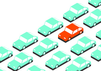 Obraz premium Zero emission cars. Green electric vehicle concept. Vector isometric view.