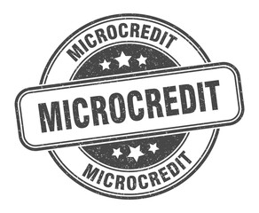 microcredit stamp. microcredit label. round grunge sign