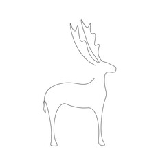 Deer forest animal line drawing. Vector illustration