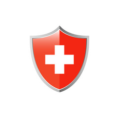 medical cross and shield icon