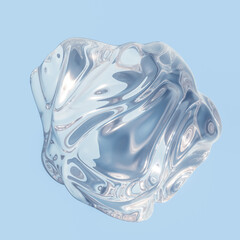 抽象的な3Dアート　半透明なオブジェクトが浮遊する　水のような　ガラスのような