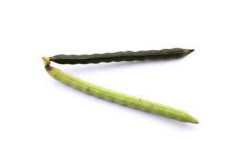 Mung beans pods isolated on white background