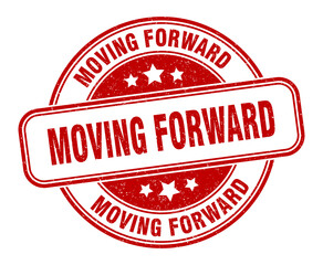 moving forward stamp. moving forward label. round grunge sign