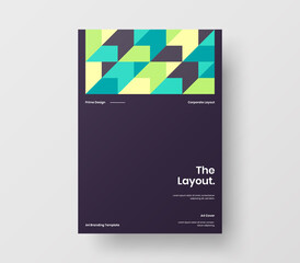 Fototapeta na wymiar Vertical corporate identity A4 report cover. Abstract geometric vector business presentation design layout. Amazing company front page illustration brochure template.