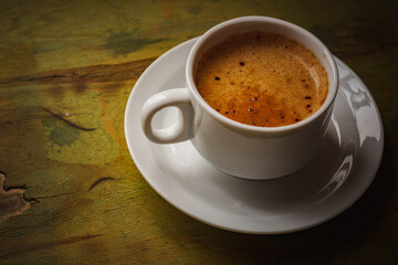 Fototapeta premium Still life- autumn motif. Breakfast- cup of coffee is on the table