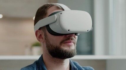 Handsome Man Wearing Virtual Reality Headset