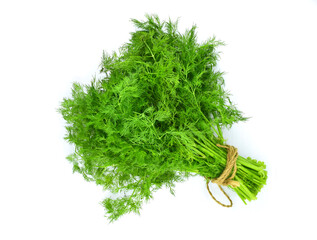 Bunch of fresh green dill isolated on white background.