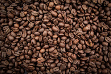 A roasted coffee beans texture background.