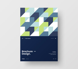 Naklejka premium Vertical corporate identity A4 report cover. Abstract geometric vector business presentation design layout. Amazing company front page illustration brochure template.