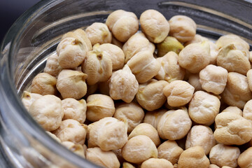 organic dried chickpeas in jar