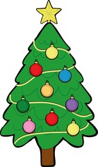 Vector emoticon illustration of a Christmas tree