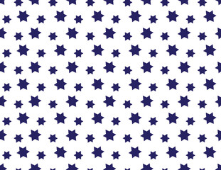 Blue Star of David seamless pattern on White background, Star of David various sizes