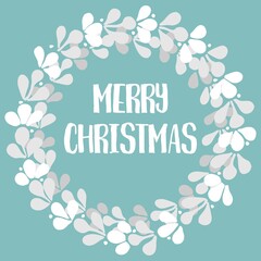 Merry Christmas pastel vector card with wreath