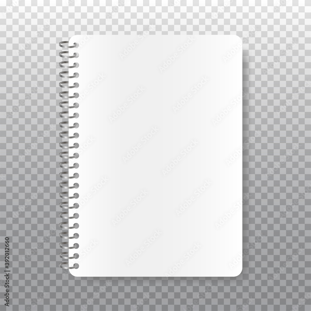 Aufkleber realistic spiral notepad. white paper for your text. blank pags of school notebook isolated on trans