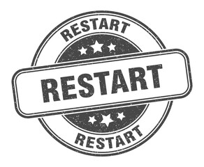 restart stamp. restart label. round grunge sign