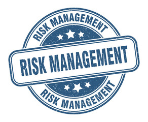 risk management stamp. risk management label. round grunge sign