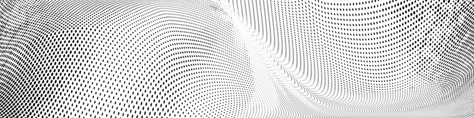 Abstract monochrome grunge halftone pattern. Wide vector illustration