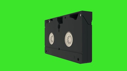 VHS cassette. Video cassette isolated on green screen. 3d rendering
