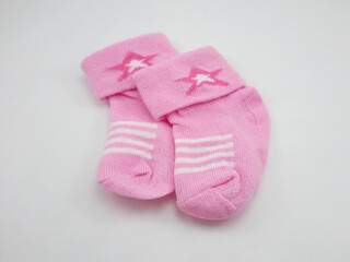 Baby socks pair wear for feet pink color with star