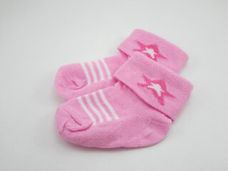 Baby socks pair wear for feet pink color with star