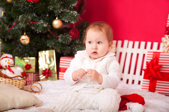 Baby in Christmas interior