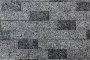 Pavement stone texture. Old brick floor pattern. Cobblestone sidewalk top view. Cobble rock street...