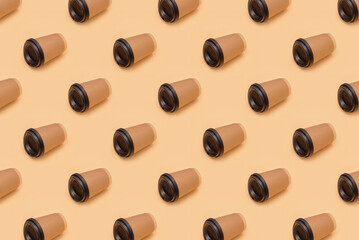 Seamless pattern of coffee glasses, mockup
